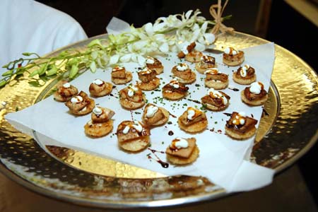 Tea Smoked Salmon over Potato Latke with Wasabi Cream