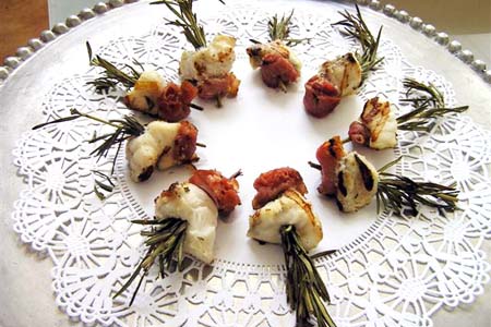 Monkfish and Pancetta Rosemary Kebbab