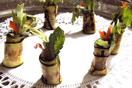 Grilled Zucchini with Goat Cheese and Arugula