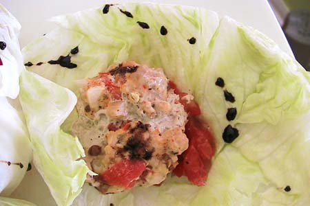 Asian Steamed Meat Ball in Iceberg Cup and Sherry Soy Sauce Reduction