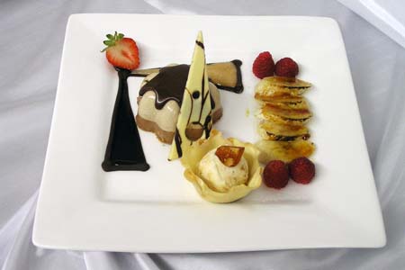 Banana Chocolate Tamarind Mousse with Roasted Banana and Old Rum Banana Ice Cream